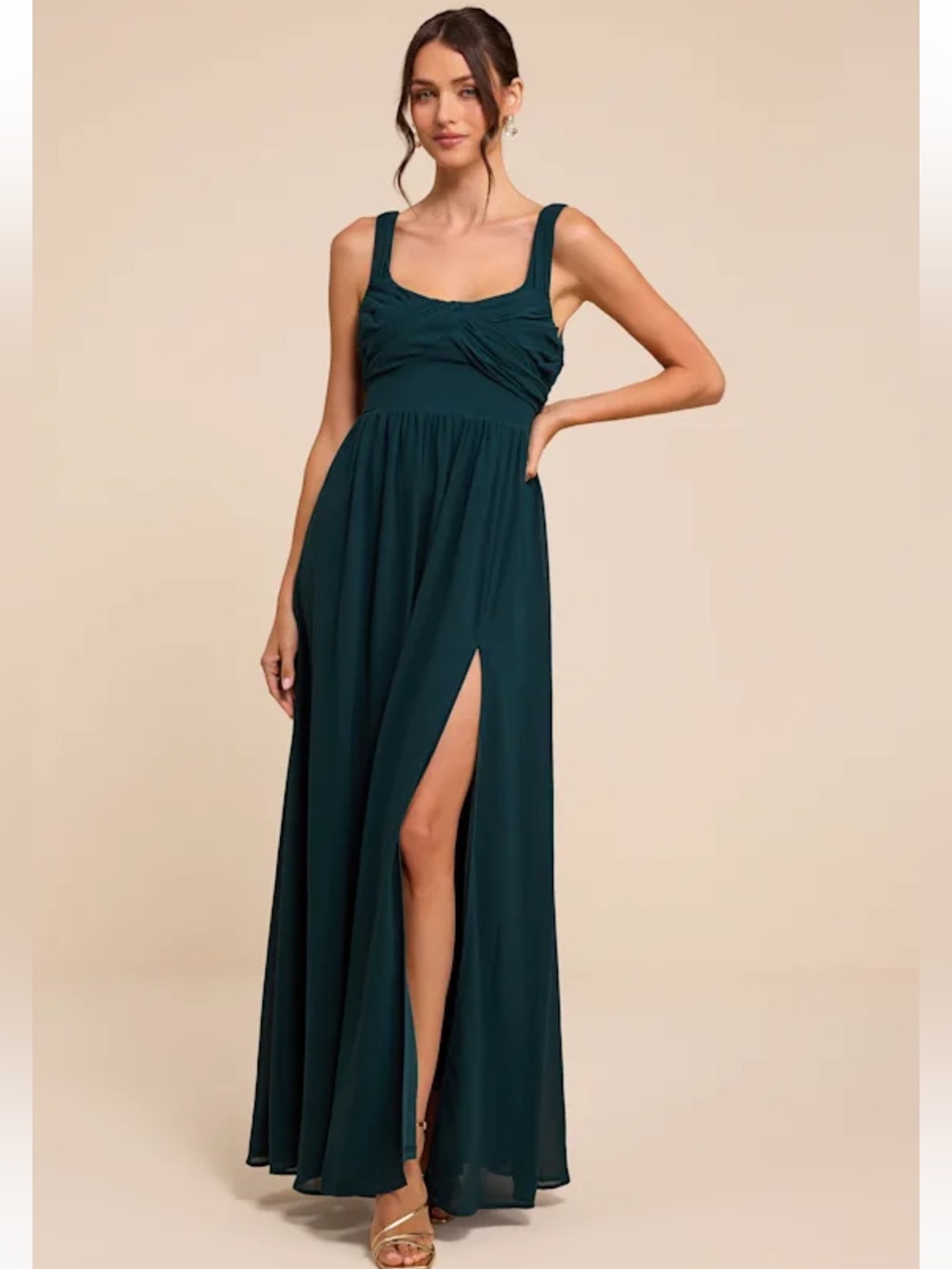NEW* Lulus Heavenly Hues Emerald Green Maxi Dress S